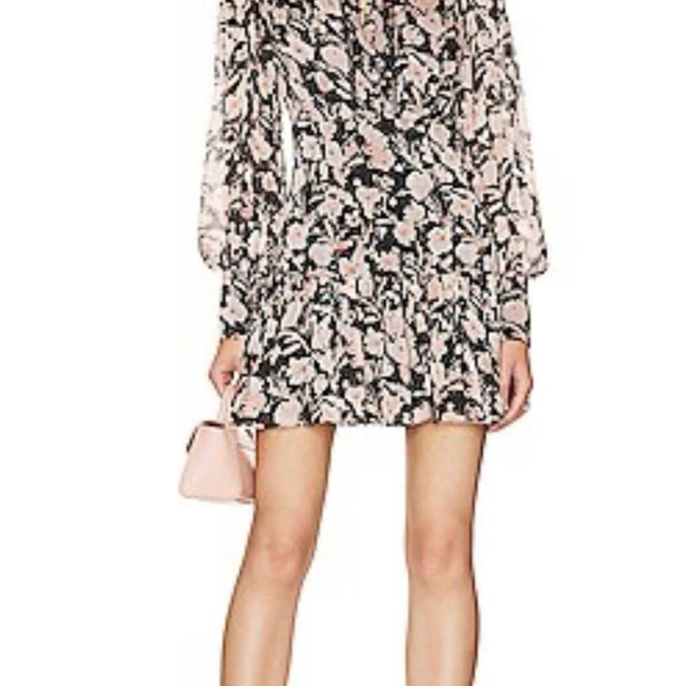 Bardot Black and Pink Floral Long Sleeve Dress  - New with Tags -MSRP $149
